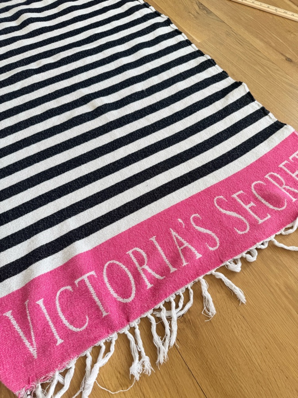 Victoria’s Secret Pink Striped Beach Towel Fringe One Size